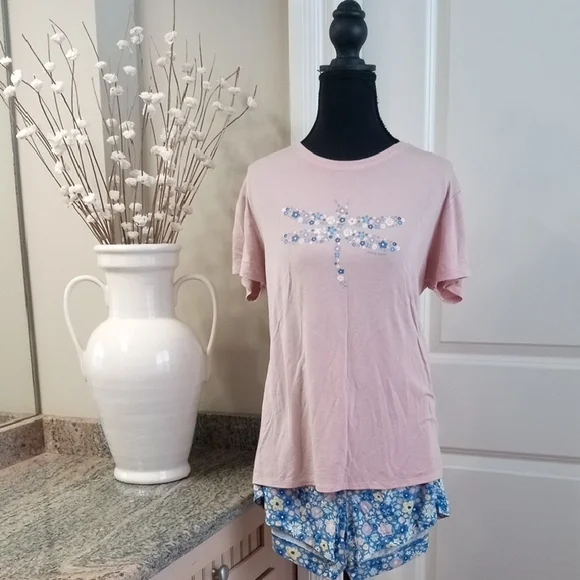 Life Is Good Dragonfly Pink and Blue Pajama Set Size Medium - Picture 3 of 9
